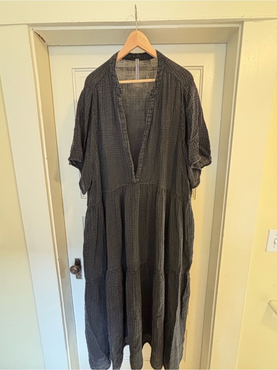 Anthropologie Dresses & Skirts - Anthropologie Kallie Black Textured Tiered V-Neck Gauze Maxi Dress